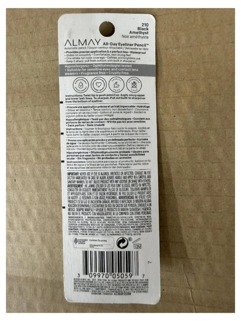 ALMAY All-day Eyeliner Pencil 210 Black Amethyst NEW & Sealed